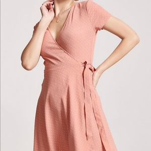 Forever 21 Pink Polka Dot Wrap Dress Size M
